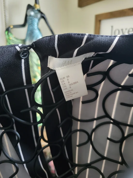 H&M Navy and White Pinstripe Long Sleeve Shift Dress - Picture 6 of 6